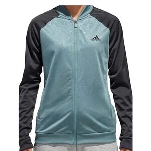 Adidas Womens Track Jacket Floral Teal Black Long Sleeve Full Zip‎ Athletic XL